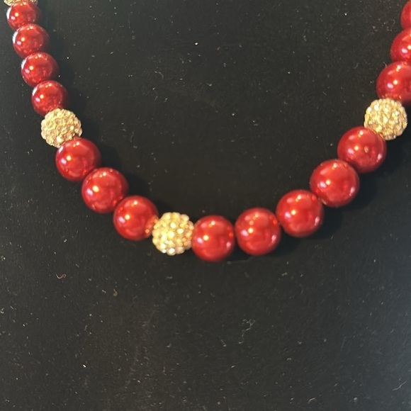 Necklace absolutely beautiful. Red beads with AB balls. 9 1/2 inches long. - Picture 3 of 3